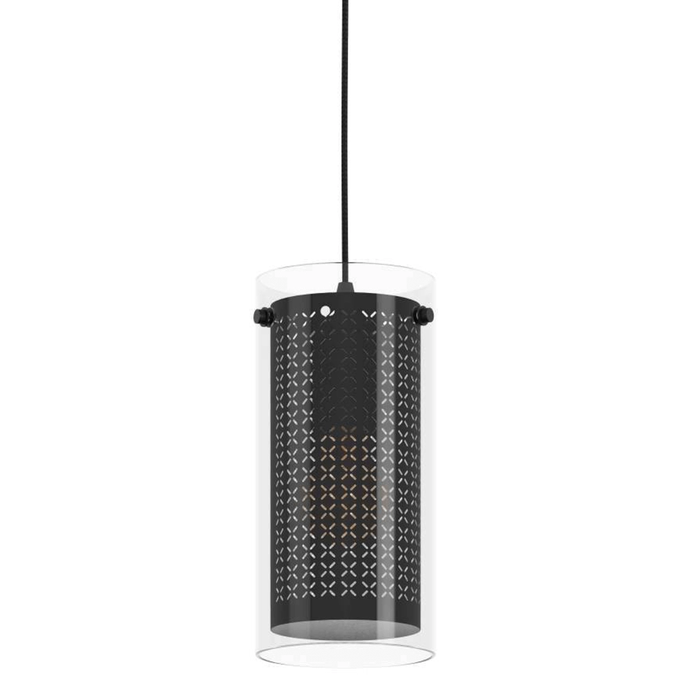 Hanging lamp Pinto Textil 1 black with glass