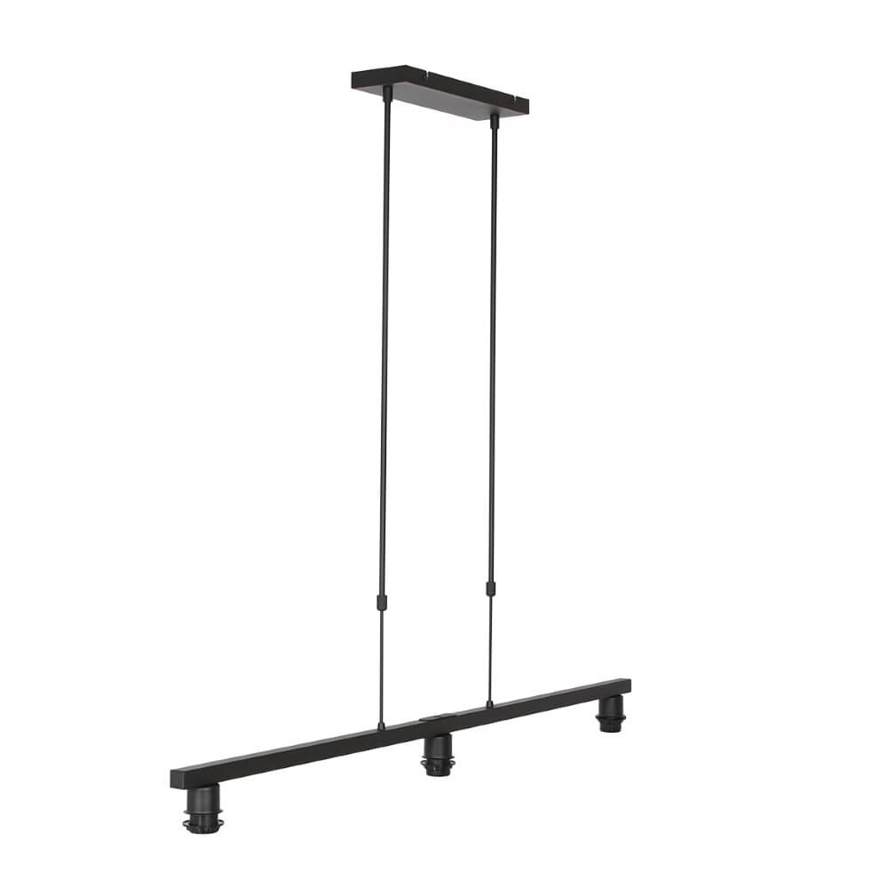 Black hanging lamp Stang with white linen shades Steinhauer 8712746165777