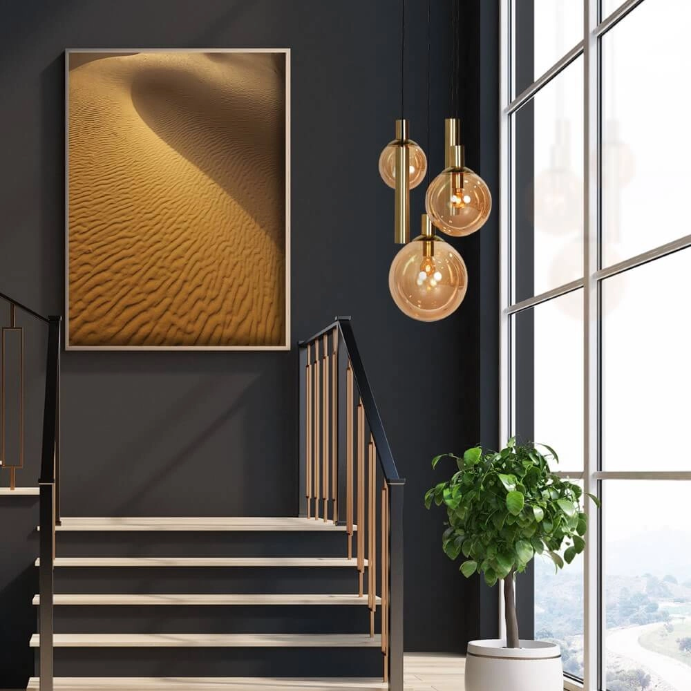 Vide hanging lamp Bollique gold with amber glass Steinhauer 8712746173000