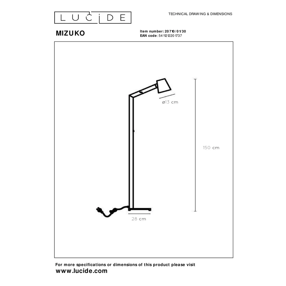 Black reading lamp Mizuko Design Lucide 5411212201737