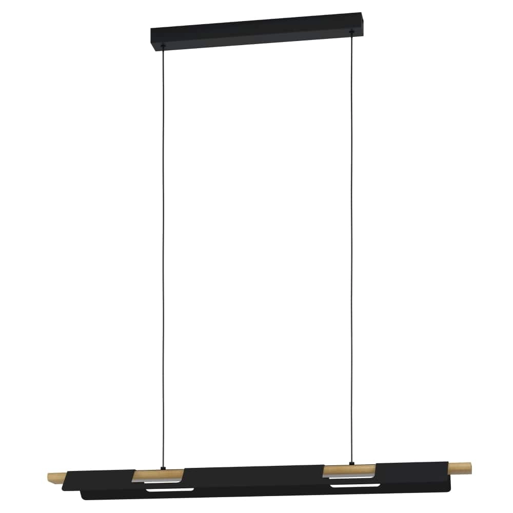 Office hanging lamp Ermua black with wood