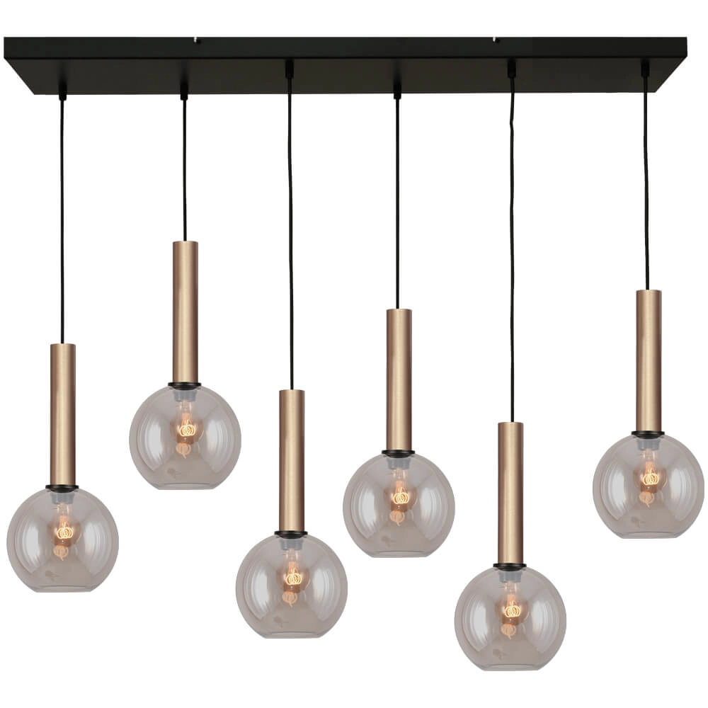 6-light hanging lamp Bella 2 with gold glass