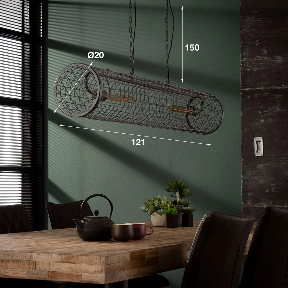 Industrial Mesh Pendant Light Cylinder 121cm - 2x E27 Lyora 8716803512757