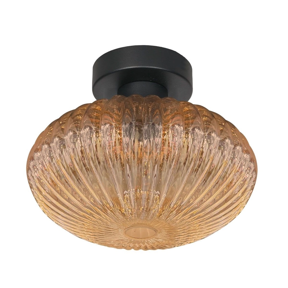 Ceiling lamp Bloeba black with amber glass