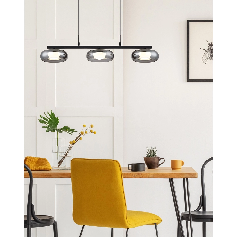 Design pendant lamp Carlene 3-light black Globo 9007371566181