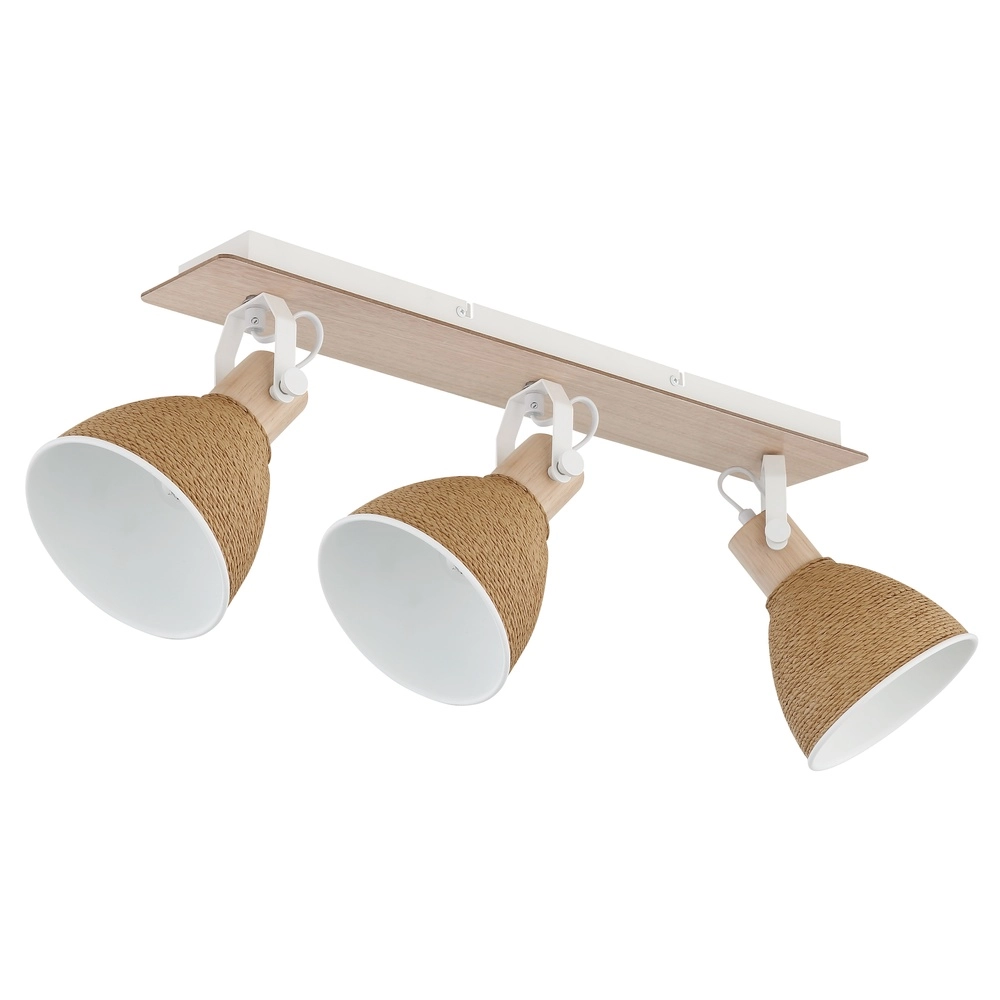 Ceiling lamp Lyndon 3-light white with rattan Globo 9007371586745