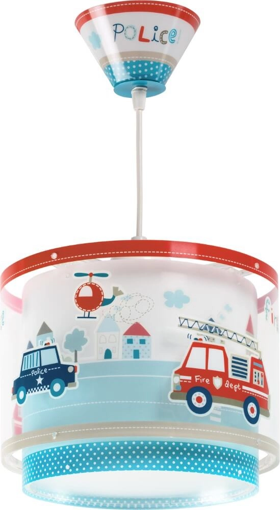 Children's room pendant lamp Police red with blue