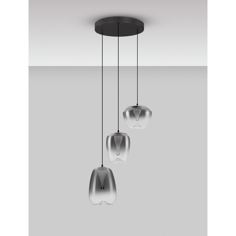 Design pendant lamp Oblo 3-light smoke glass Lyora 5212017474124