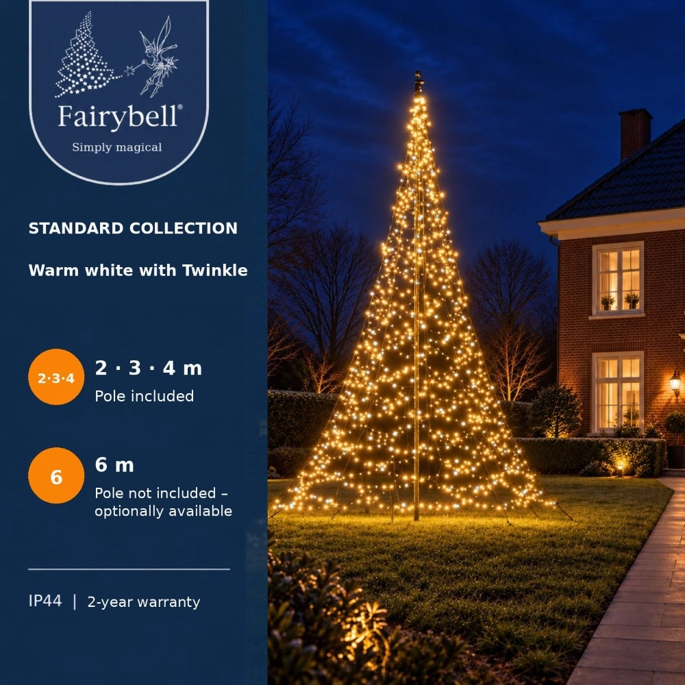 2 meter - 300 Led - Warm White - Twinkle - Incl. Pole