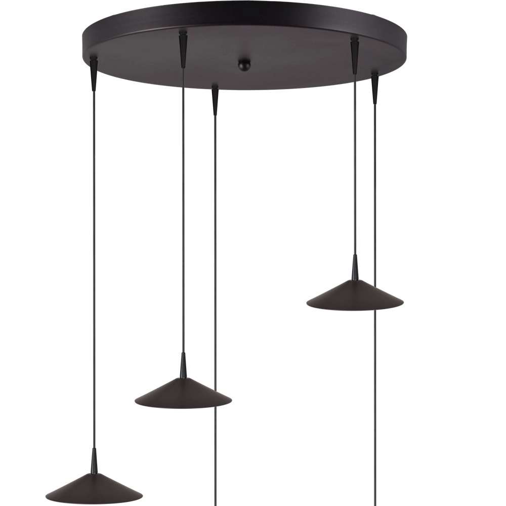5-light pendant lamp Ceppo black Ø 18cm round Masterlight 8718121358697