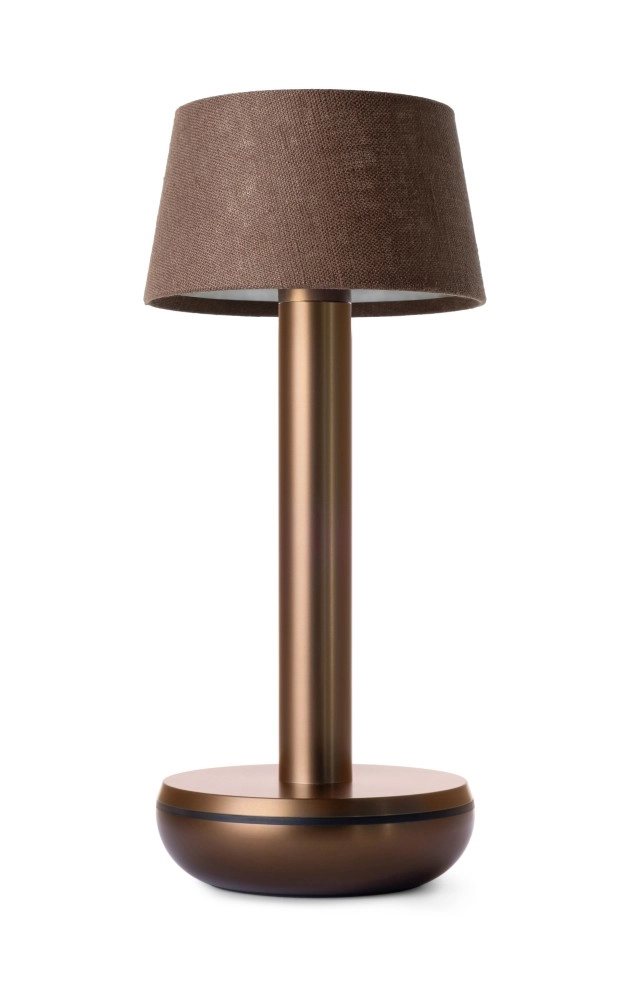 Rechargeable table lamp Two Bronze Brown linen