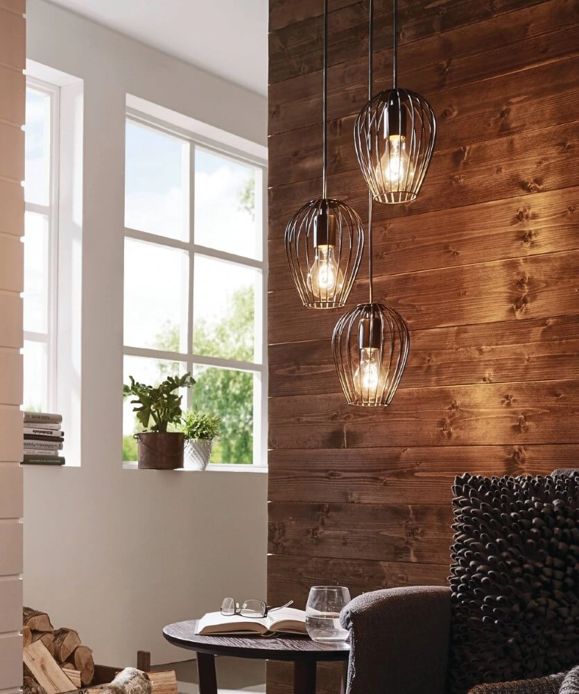 Pendant lamp Newtown Disk 3-light 38cm black Eglo 9002759494797