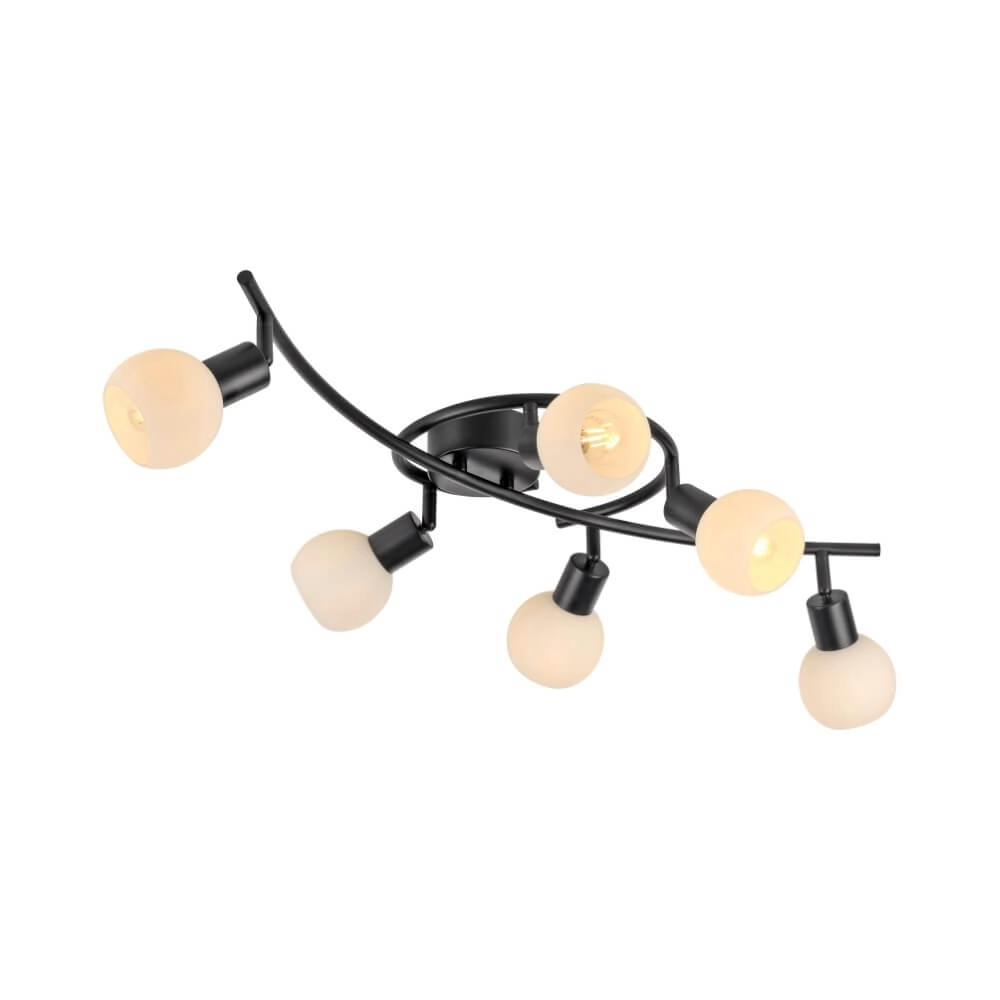 Black ceiling lamp Loki 6-light