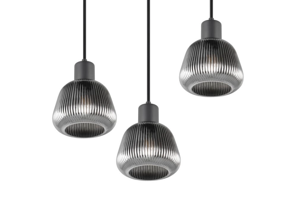 Vide pendant lamp Tarifa with ribbed glass Trio 4017807615807