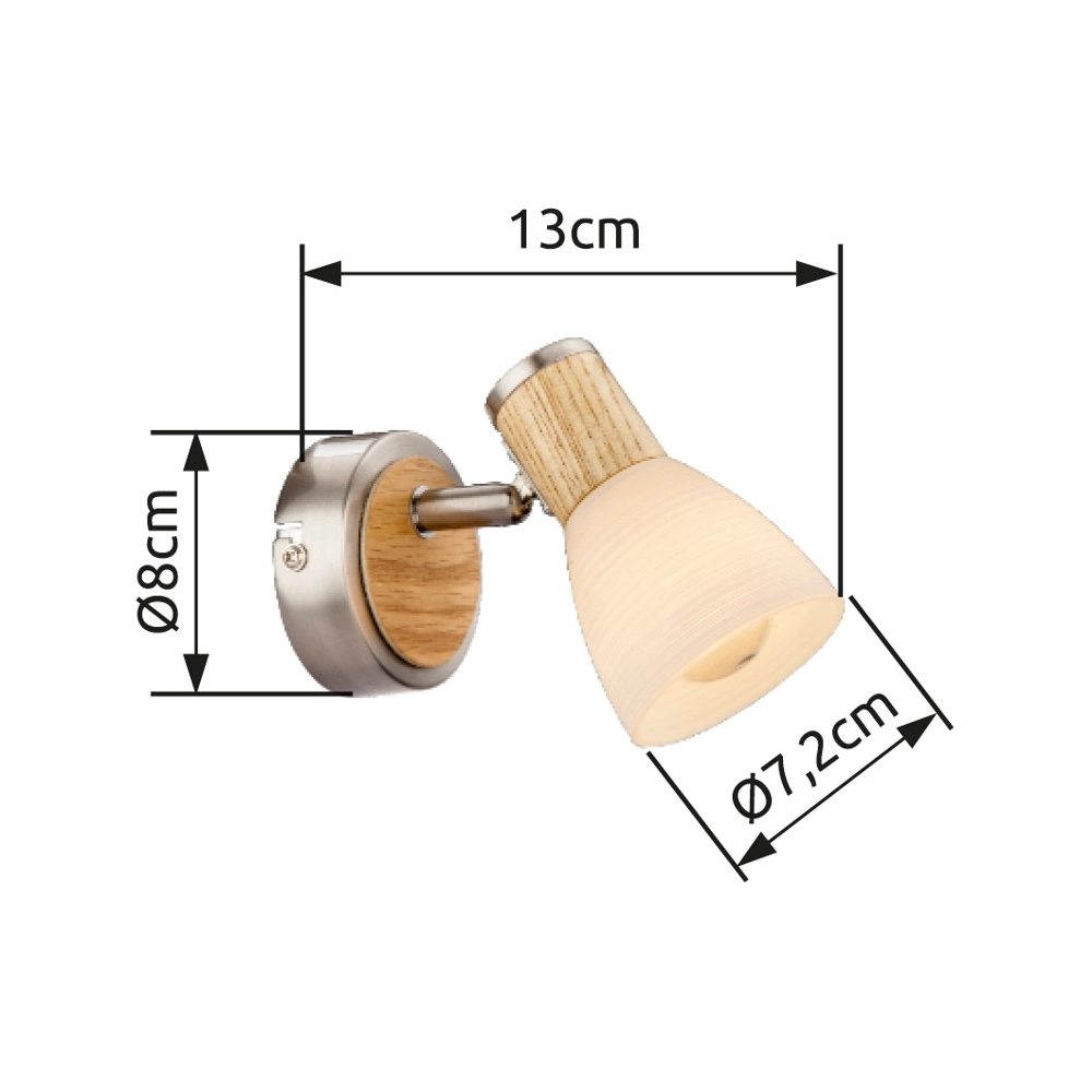 Wall lamp Gylfi nickel with wood Globo 9007371343546