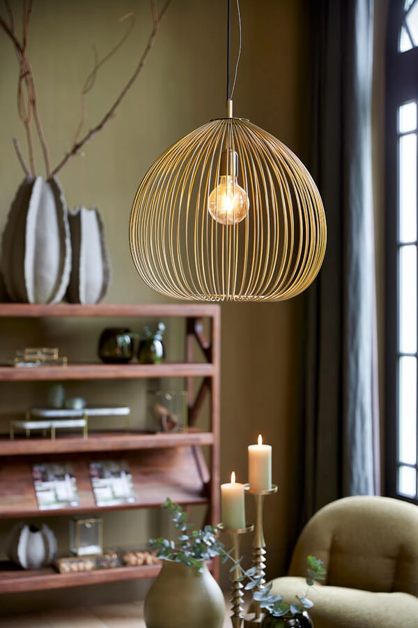 Golden pendant lamp Rilana Ø 45cm