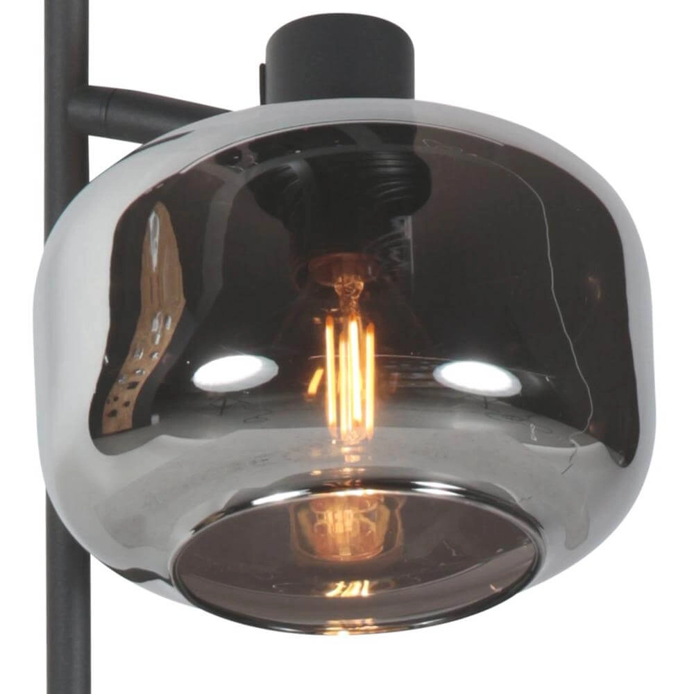 Black table lamp Tenebris with smoke glass Steinhauer 8712746178142