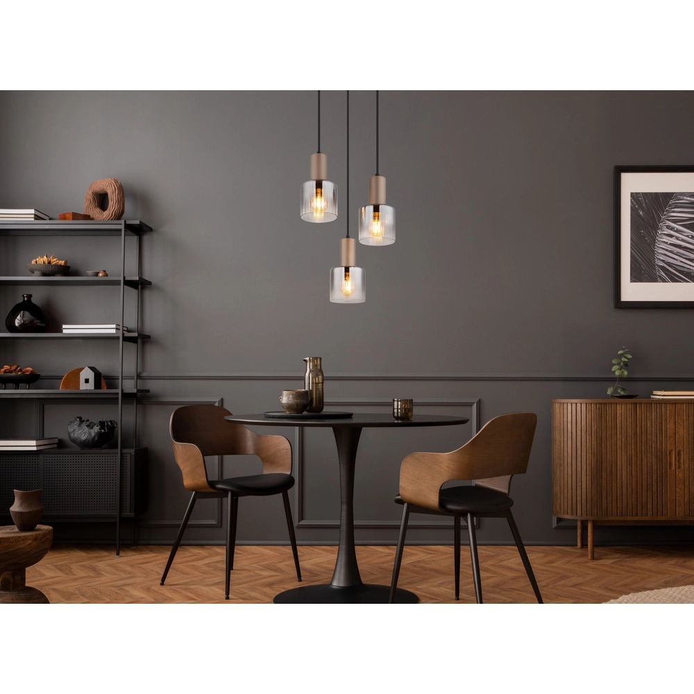 Pendant lamp Walton 3-light coffee brown Globo 9007371583188