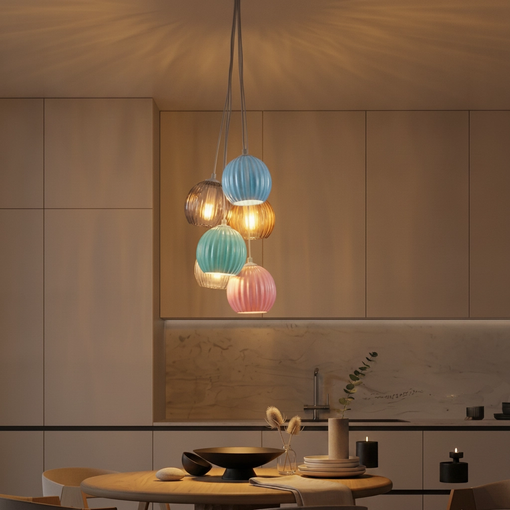 Colored pendant lamp Meline 6-light