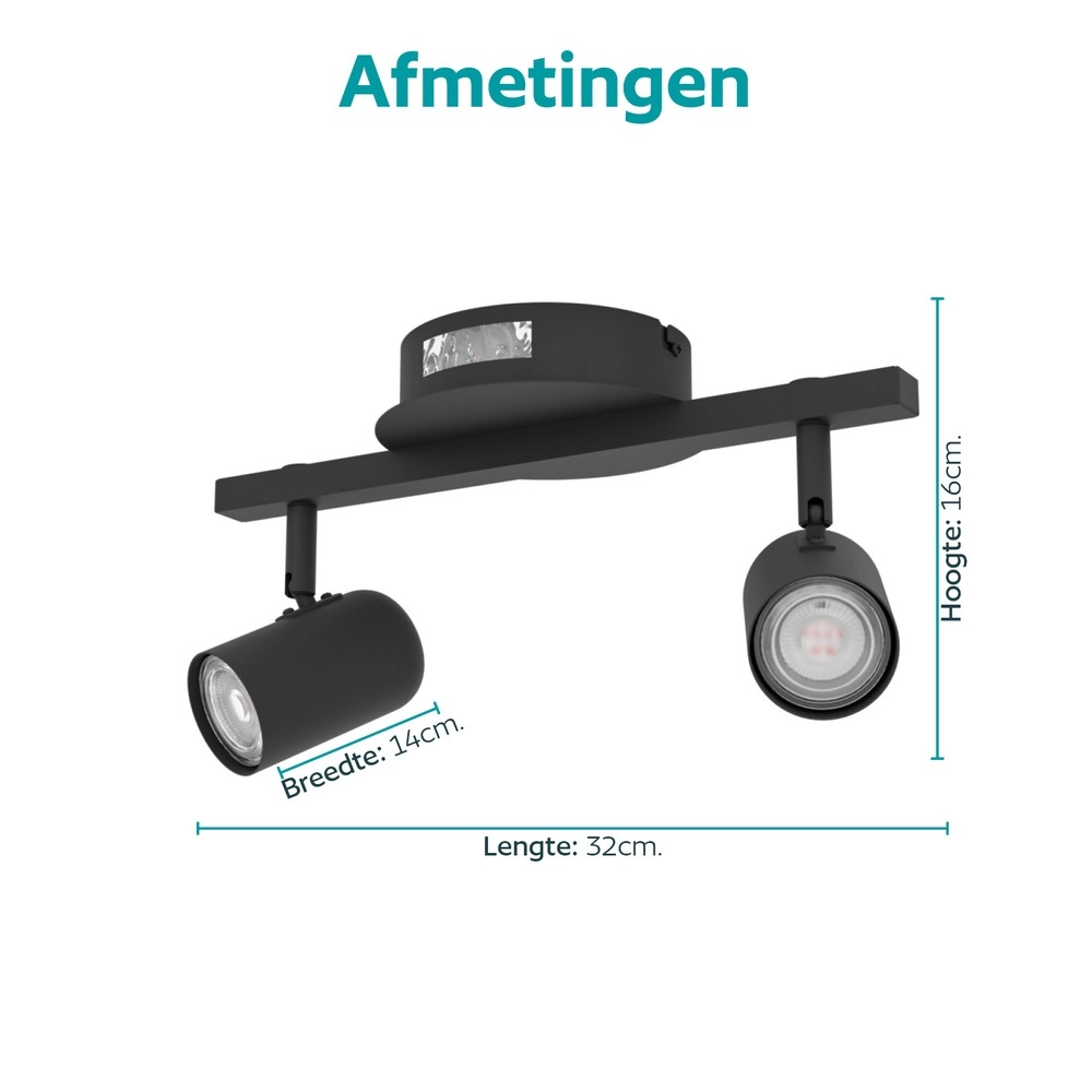 Surface-mounted spot Montemurro 2-light black Eglo 9008606392216