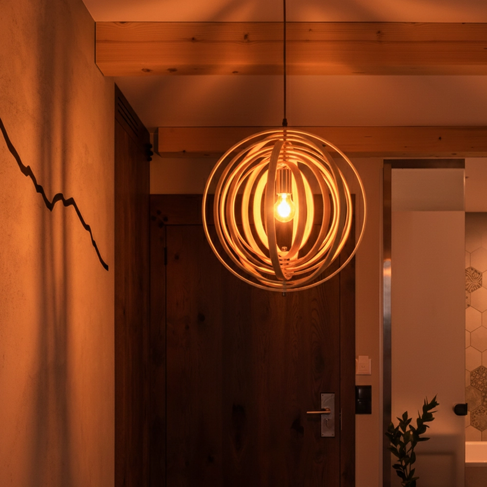 Modern pendant lamp Asco wood Ø 43cm