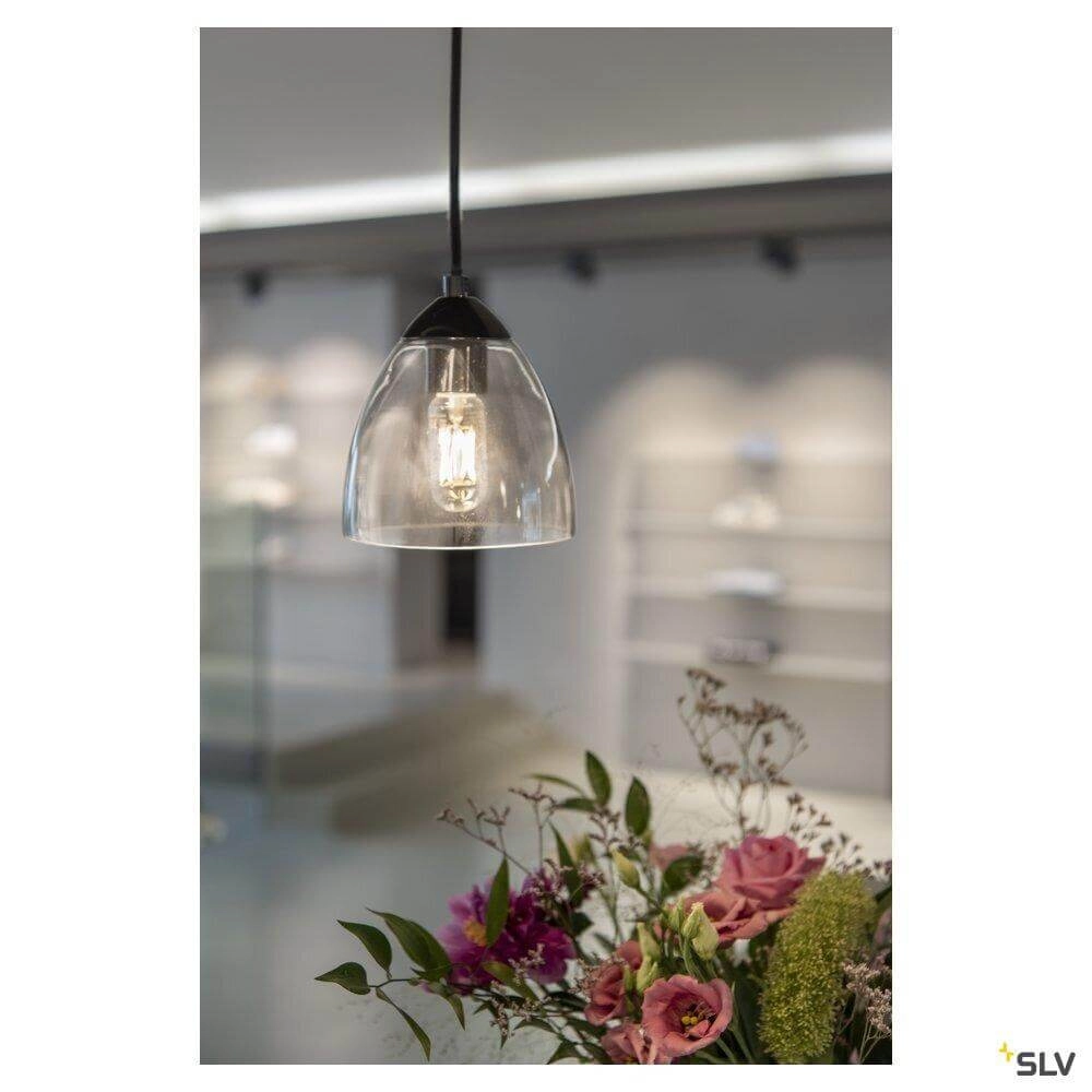 Glass pendant lamp Para Cone black with smoke glass SLV 4024163262385