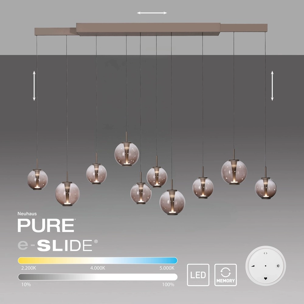 Pendant lamp Pure E-Infinty Bronce with amber glass Paul Neuhaus 4012248397886
