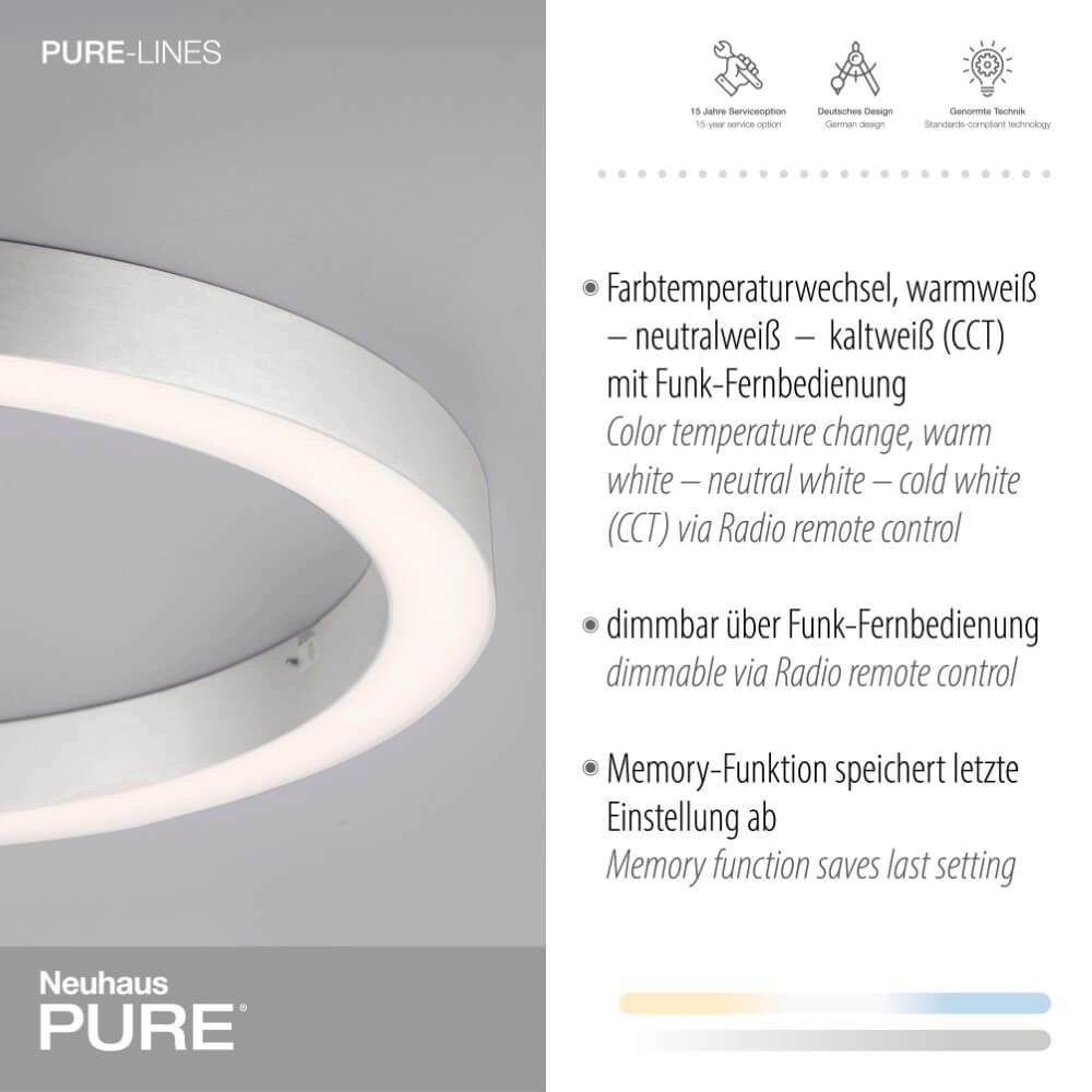 Round floor lamp Pure Lines Round Ø 50cm aluminum Paul Neuhaus 4012248375860