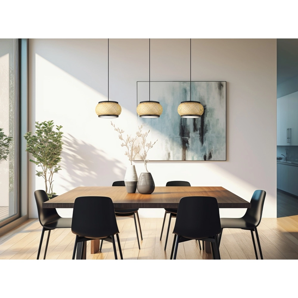 Pendant lamp Bambora 3-light with bamboo Globo 9007371566860