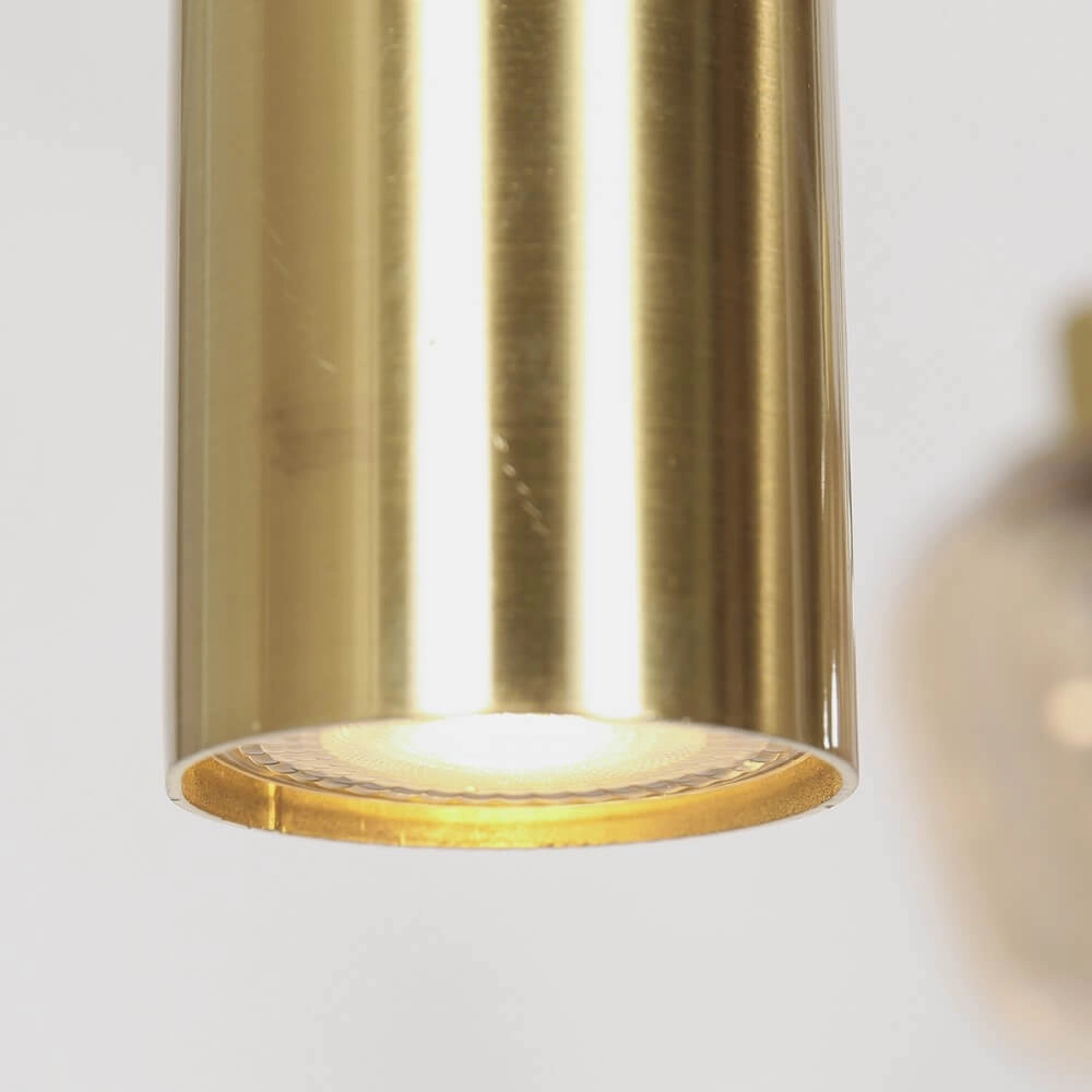 Dining table hanging lamp Reflexion gold with amber glass Steinhauer 8712746172966