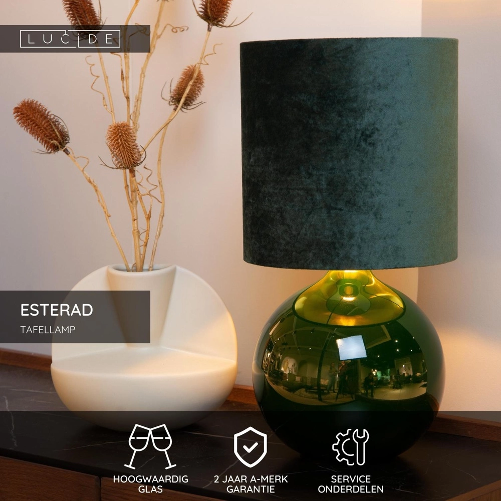 Green table lamp Esterad Ø 24cm Lucide 5411212105943