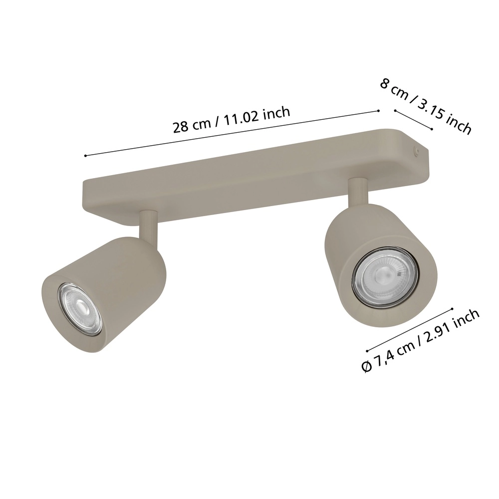 Sand brown ceiling lamp Camaldoli 2x GU10 - orientable Eglo 9008606363162