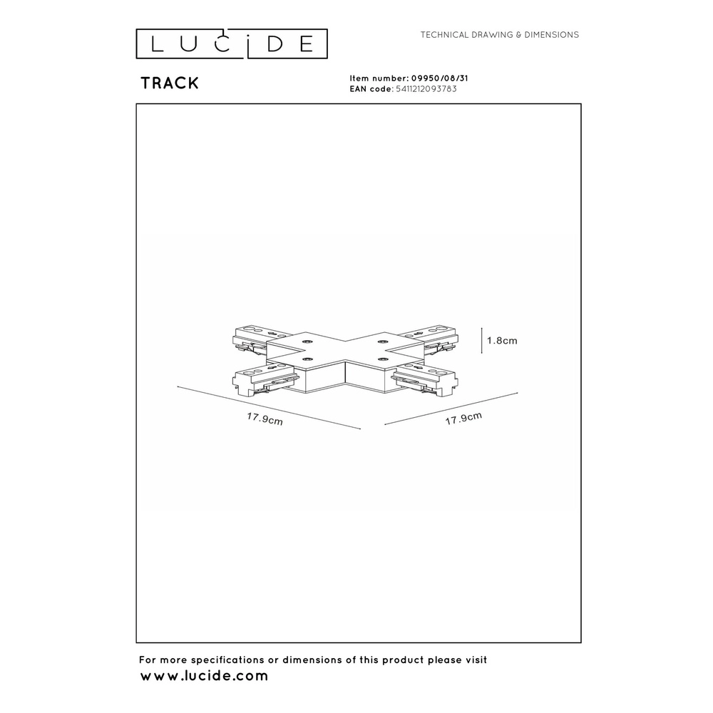 Rail X connector Track 1-phase white Lucide 5411212093783