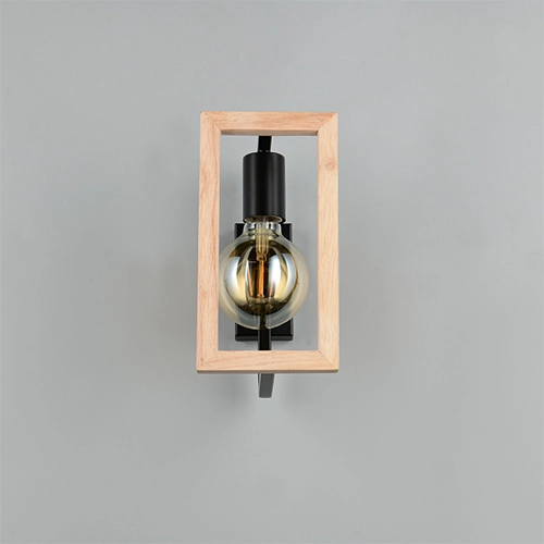 Design wall lamp Bano black with wood Trio 4017807670899