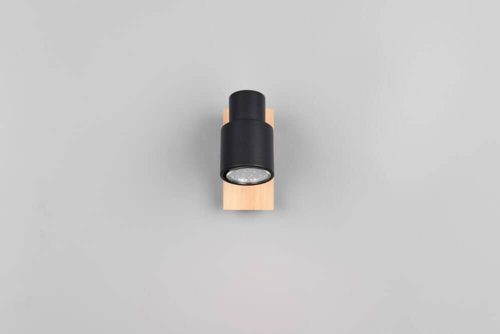 Design wall lamp Pierre black with wood Trio 4017807638158