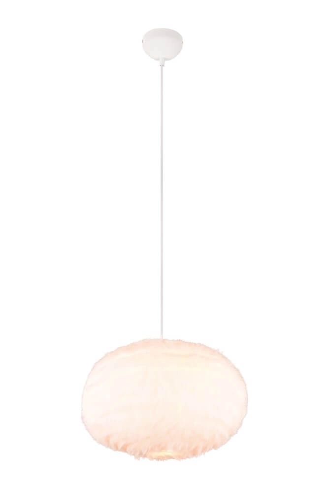 Fabric pendant lamp Furry cream Ø 50cm Trio 4017807600117
