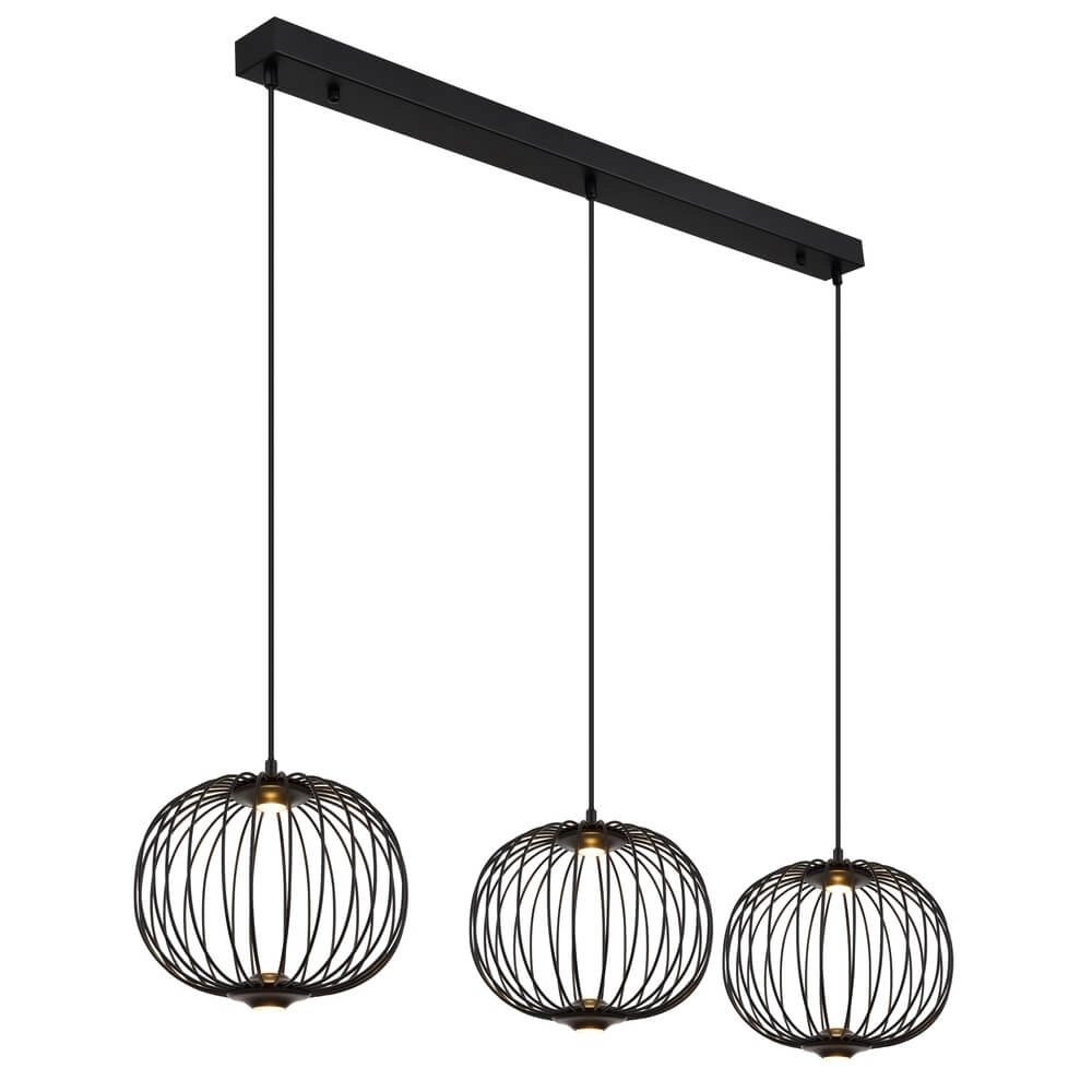 Black pendant lamp Galway 3-light cage