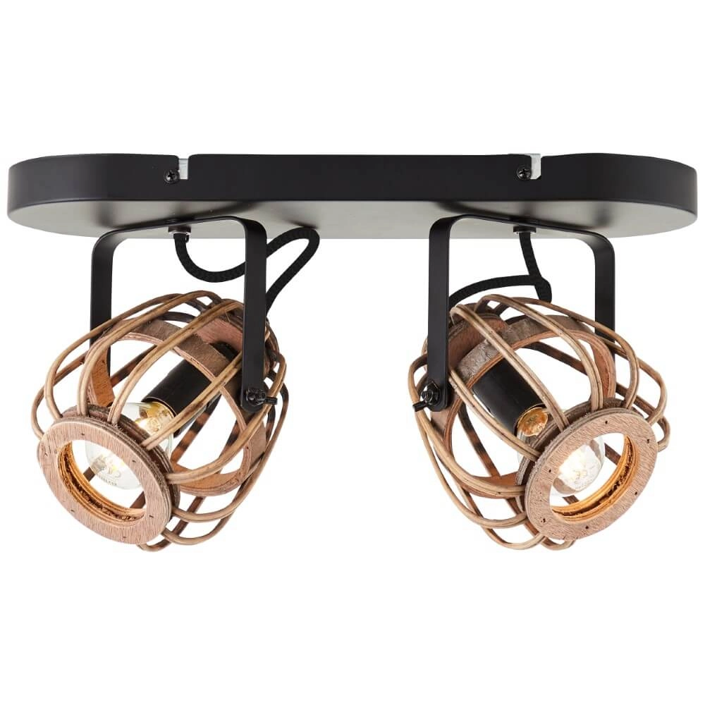 Rattan ceiling lamp Nikka 2-light black