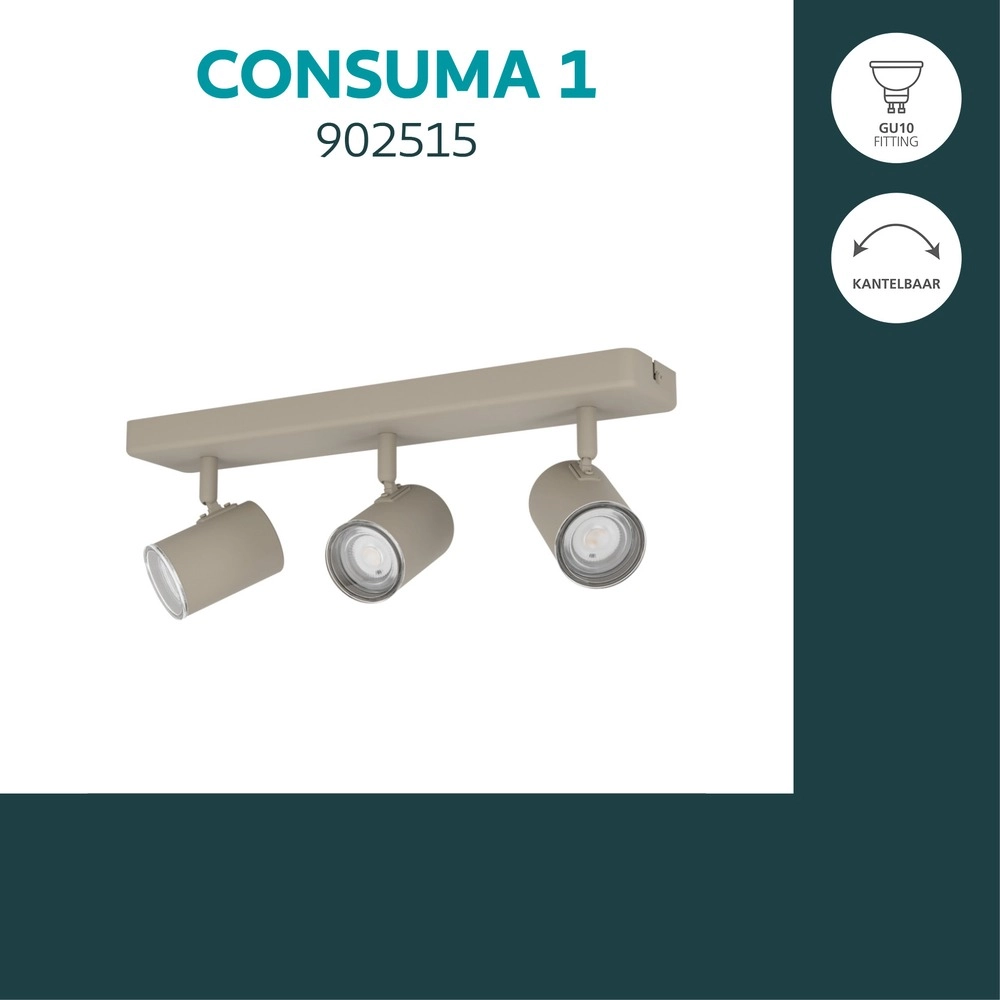 Surface-mounted spot 3-lights Consuma 1 sand brown Eglo 9008606397297