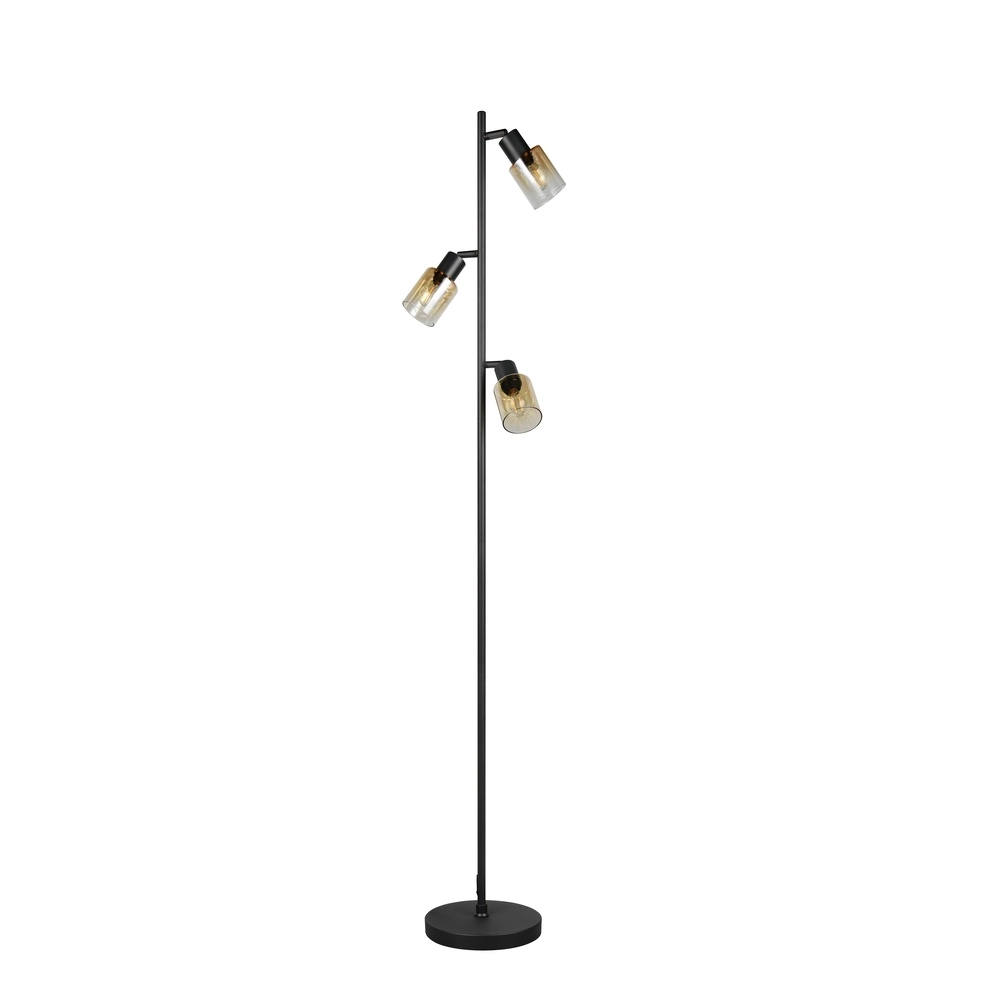 Floor lamp Cadiz 3-light amber glass Trio 4017807653472
