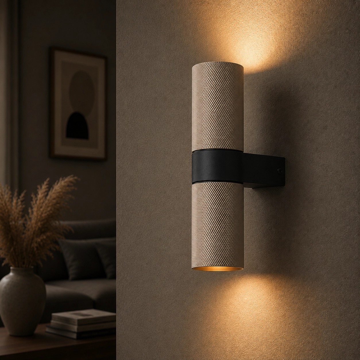Wall spot structure Grana Champagne with black
