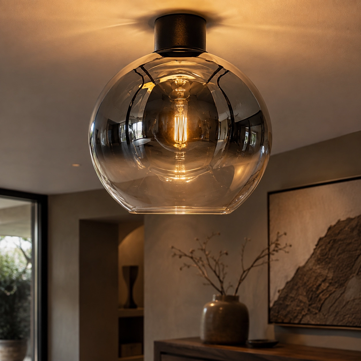 Glass ceiling lamp Rosario Ø 30cm