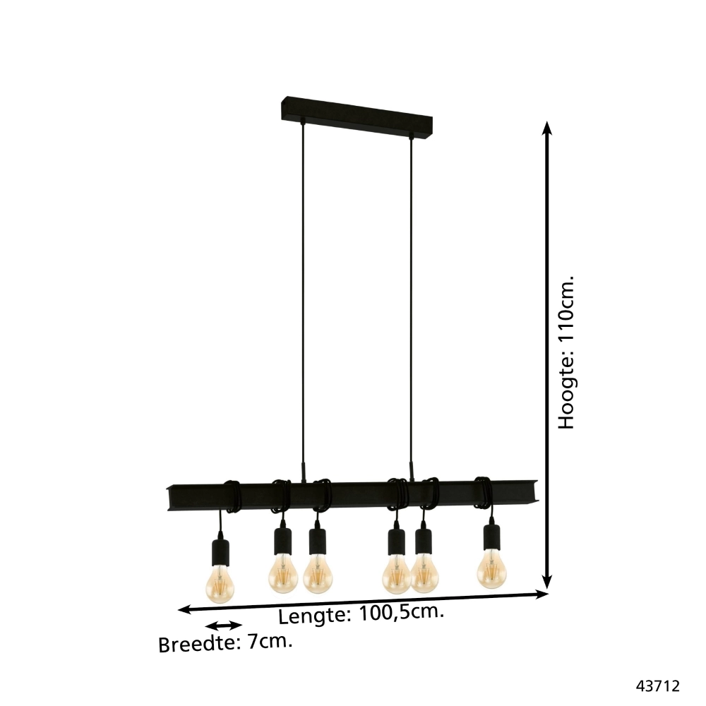 6-light pendant lamp Townshend 6 black Eglo 9002759437121