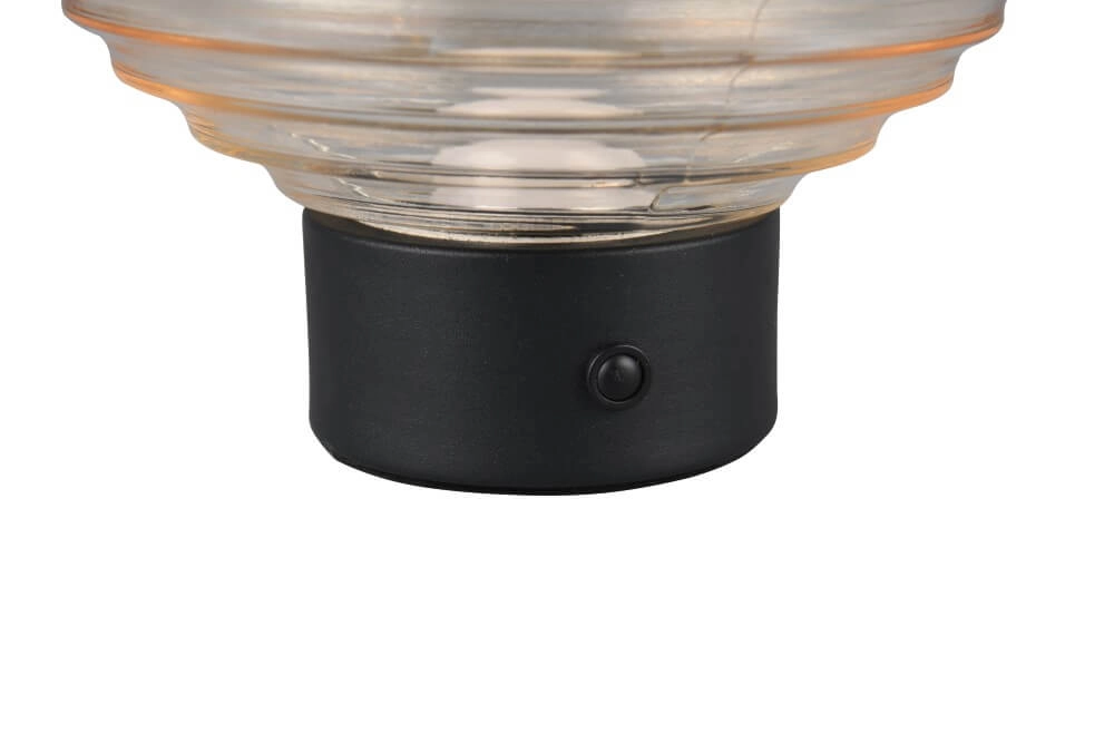 Rechargeable table lamp black Earl Amber glass Trio 4017807601923