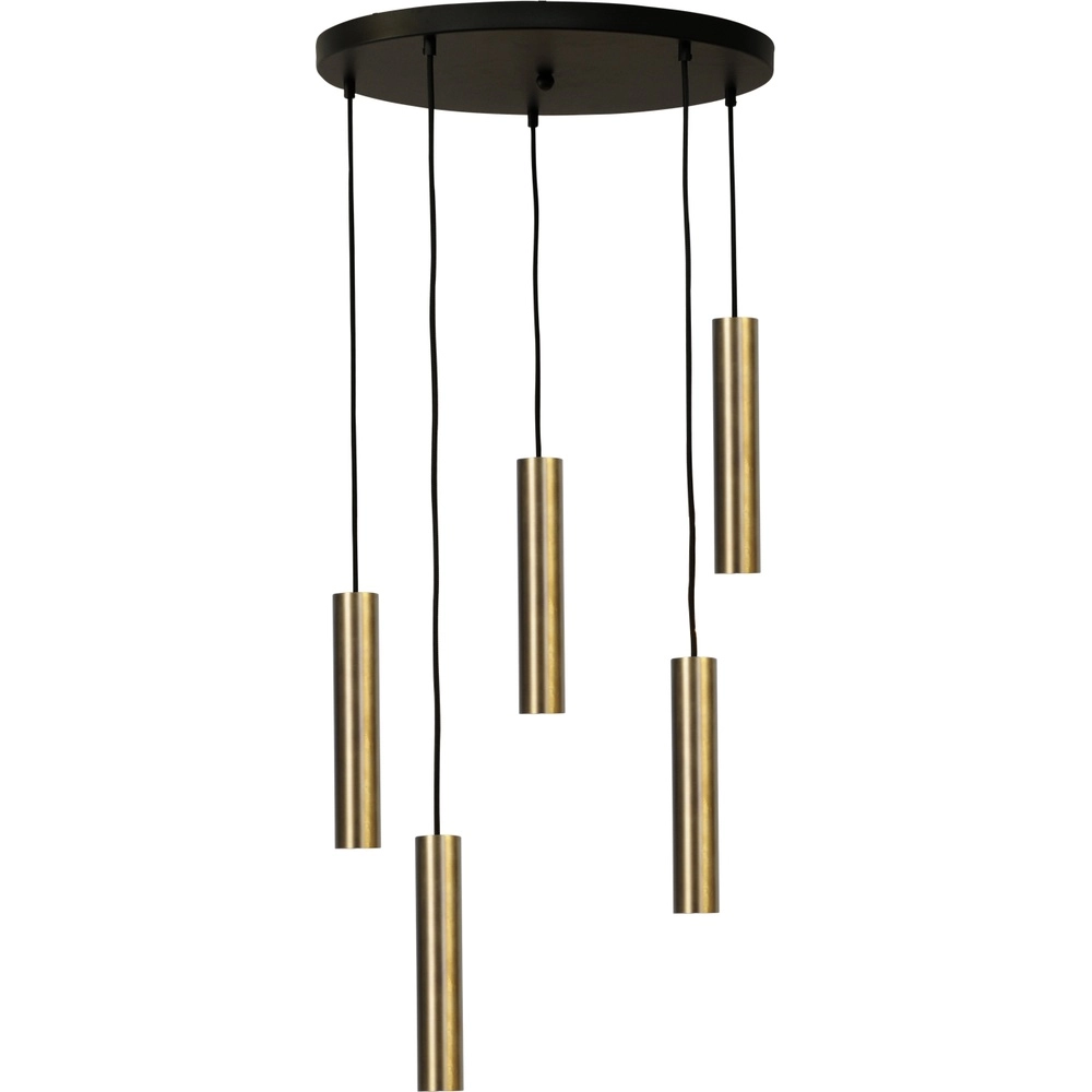 Pendant lamp Run Ø50 round plate - 5x GU10 - antique copper