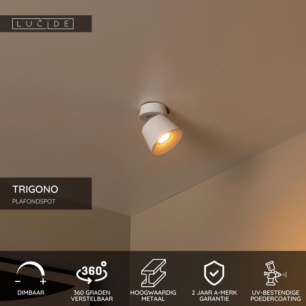 Ceiling spotlight Trigono only white Lucide 5411212093127