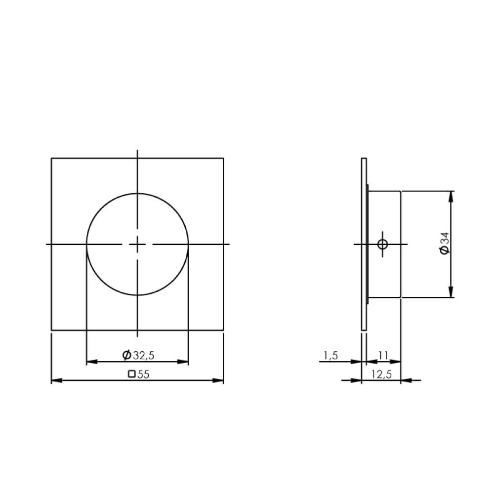 Sliding door handle square Alvro 5.5cm stainless steel Intersteel 8714186075326