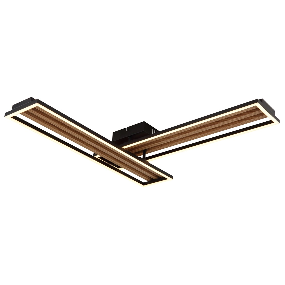 Modern ceiling lamp Dakari I black with wood 90cm Globo 9007371528783