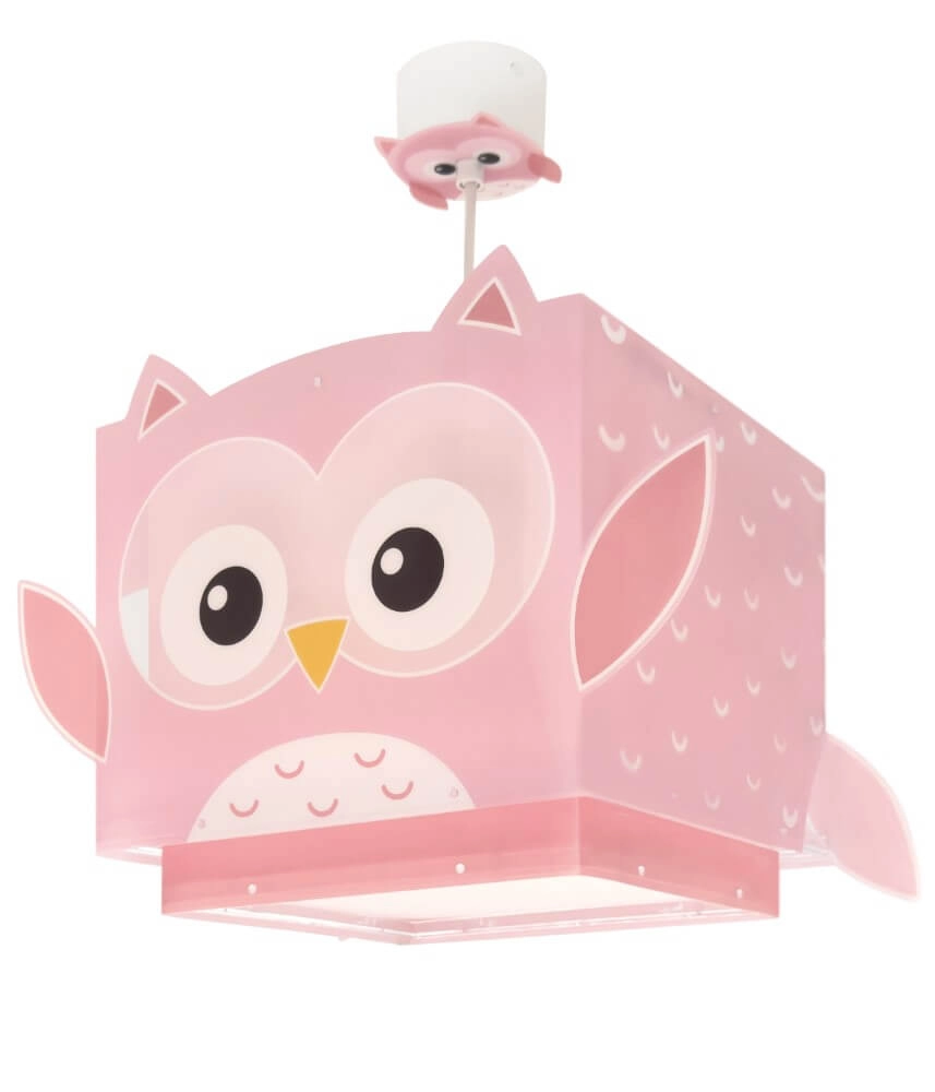 Children's room pendant lamp Pink Owl