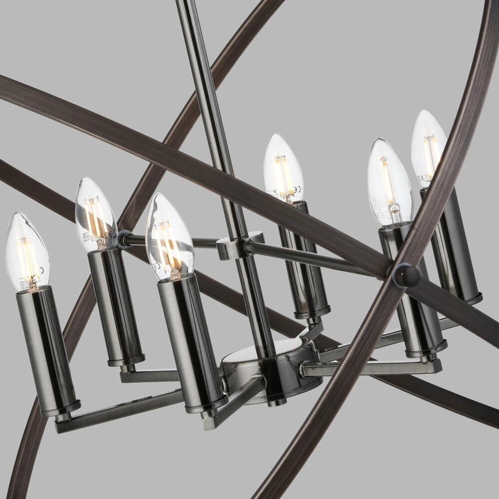 Black Classic Pendant Lamp Hoopla 6-light Searchlight 5053423135519